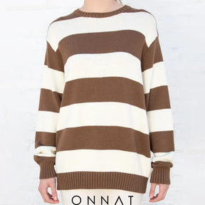 Striped Knitted Sweater M / Brown1 Sweaters & Cardigans