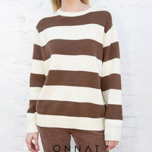 Striped Knitted Sweater M / Brown2 Sweaters & Cardigans