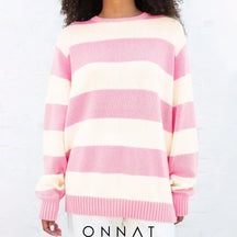 Striped Knitted Sweater M / Pink Sweaters & Cardigans