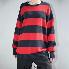 Striped Knitted Sweater M / Red Sweaters & Cardigans