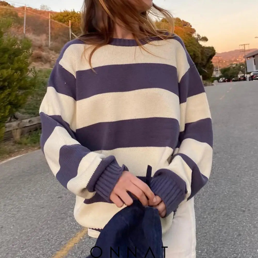 Striped Knitted Sweater Sweaters & Cardigans