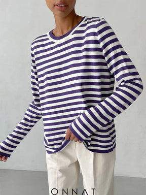 Striped Loose Sweater Kendall Purple / One Size Sweaters & Cardigans