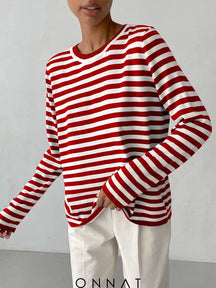 Striped Loose Sweater Kendall Red / One Size Sweaters & Cardigans