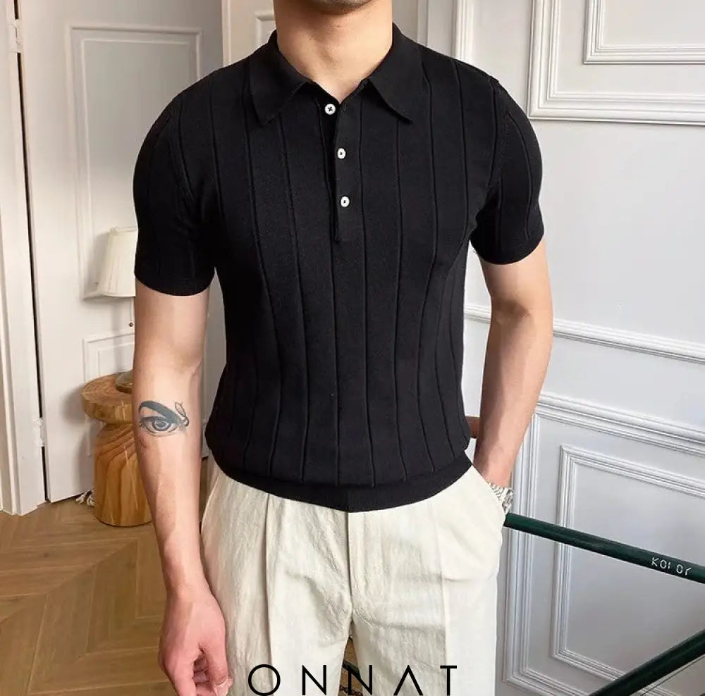 Striped Polo Shirt Black / M Menswear