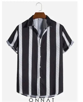 Striped Summer Cotton Shirt Black / L Menswear