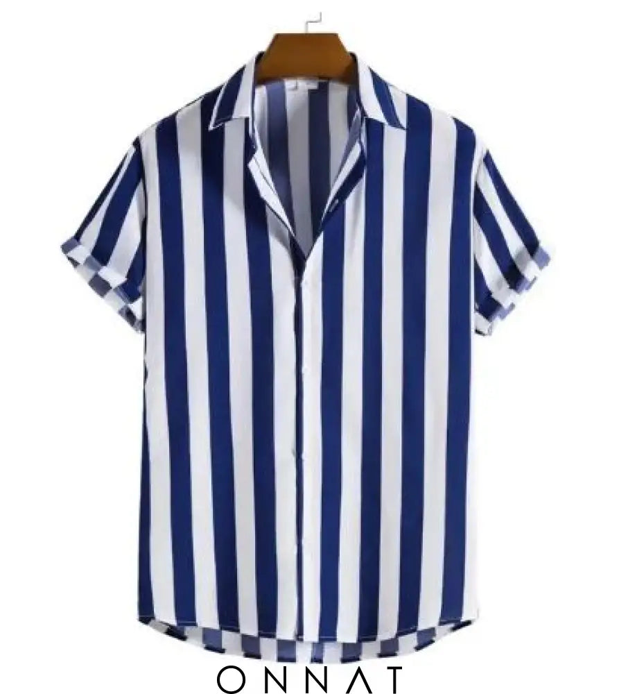 Striped Summer Cotton Shirt Navy Blue / L Menswear