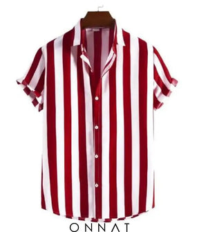 Striped Summer Cotton Shirt Red / L Menswear