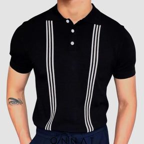 Stripped Polo T-Shirt Black / M Menswear