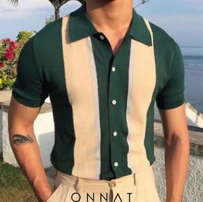 Stripped Polo T-Shirt Green / M Menswear