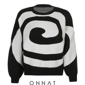 Swirly Print Sweater L / Black Sweaters & Cardigans