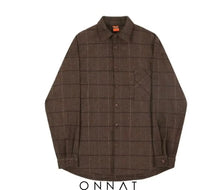 Thick Woolen Plaid Shirt Brown / M Menswear