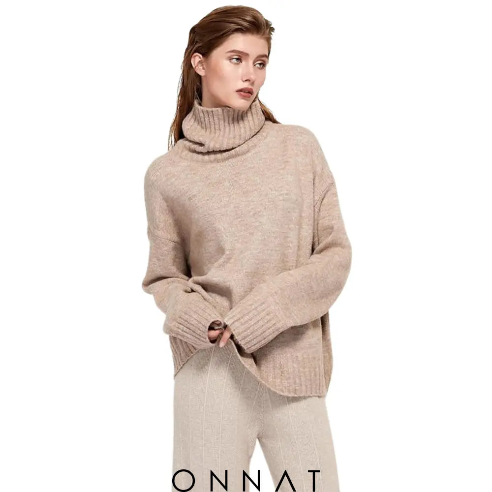 Turtleneck Serena Sweater One Size / Camel Sweaters & Cardigans