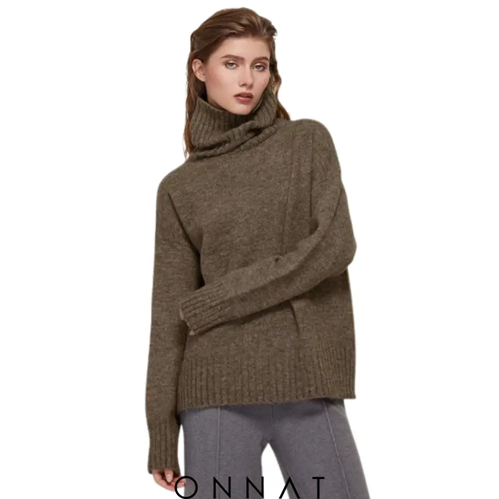 Turtleneck Serena Sweater One Size / Light Brown Sweaters & Cardigans