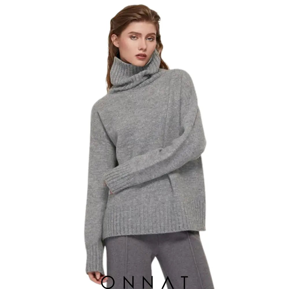 Turtleneck Serena Sweater One Size / Light Gray Sweaters & Cardigans