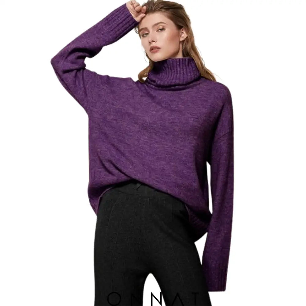 Turtleneck Serena Sweater One Size / Purple Sweaters & Cardigans