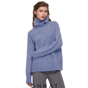 Turtleneck Serena Sweater One Size / Sky Blue Sweaters & Cardigans