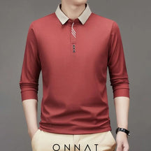 Urbansharp Lapel T-Shirt - Sleek & Casual Red / M Menswear