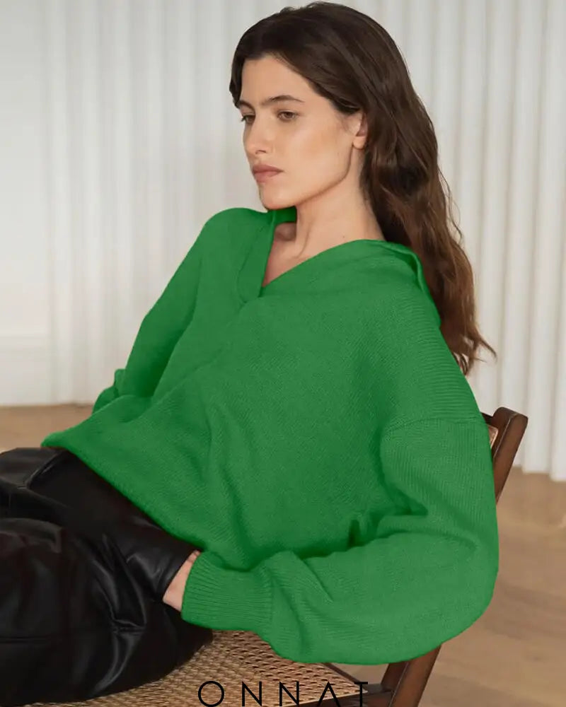 V-Neck Sweater Keira Green / One Size Sweaters & Cardigans