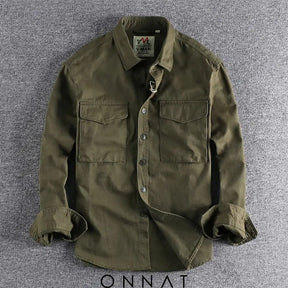 Vintage Cargo Long Sleeve Shirt Army Green / M Menswear