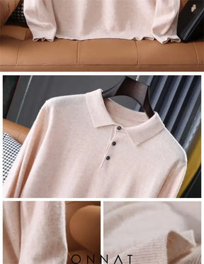 Vintage Solid Cashmere Polo Menswear