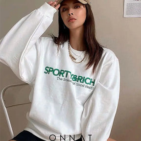 White Sporty N Rich Sweatshirt Sweaters & Cardigans