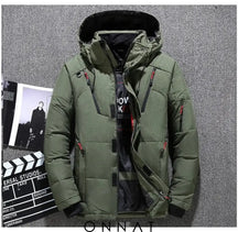 Winter Mens White Duck Down Jacket Army Green / Medium (50 + Kg) Menswear