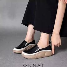 Women Fashion Platform Loafers Black / 35 Shoes