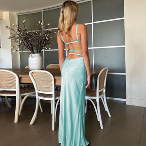 Diamond Cut-Out Backless Maxi Dress