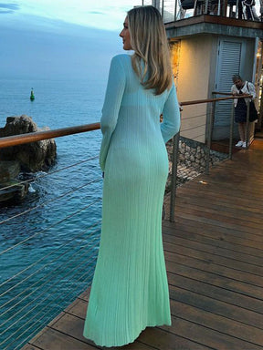 Gradient Flare Long Sleeve Maxi Dress